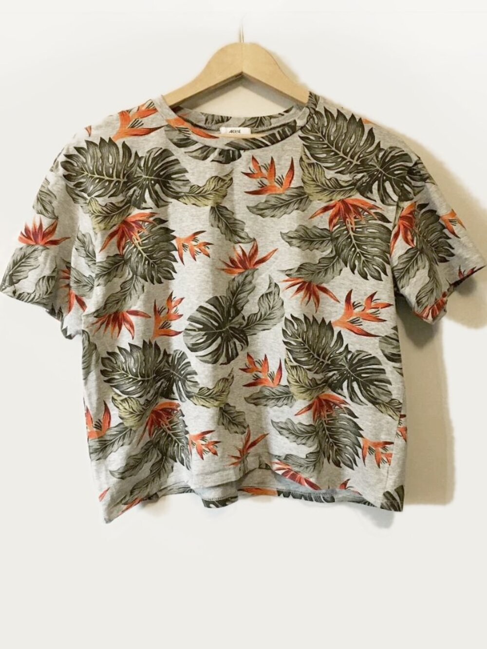 Tropical Botanical Floral Cotton Short Sleeve Tee -  Size L
